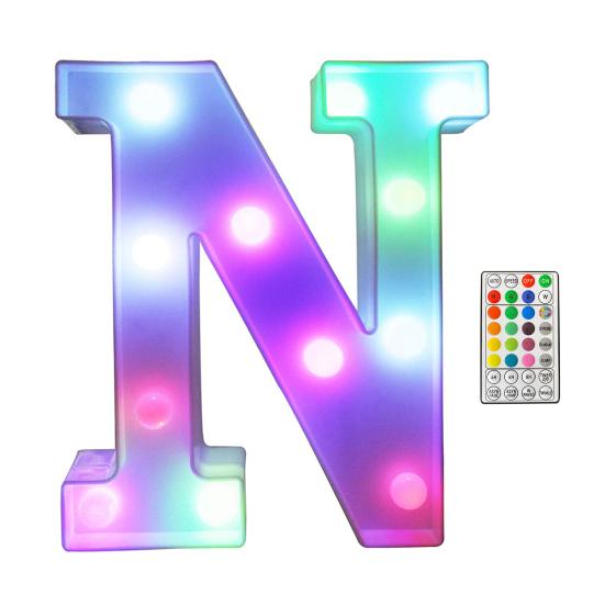 LED Letter Lamp with Remote Control Dimmable Marquee Alphabet Light N