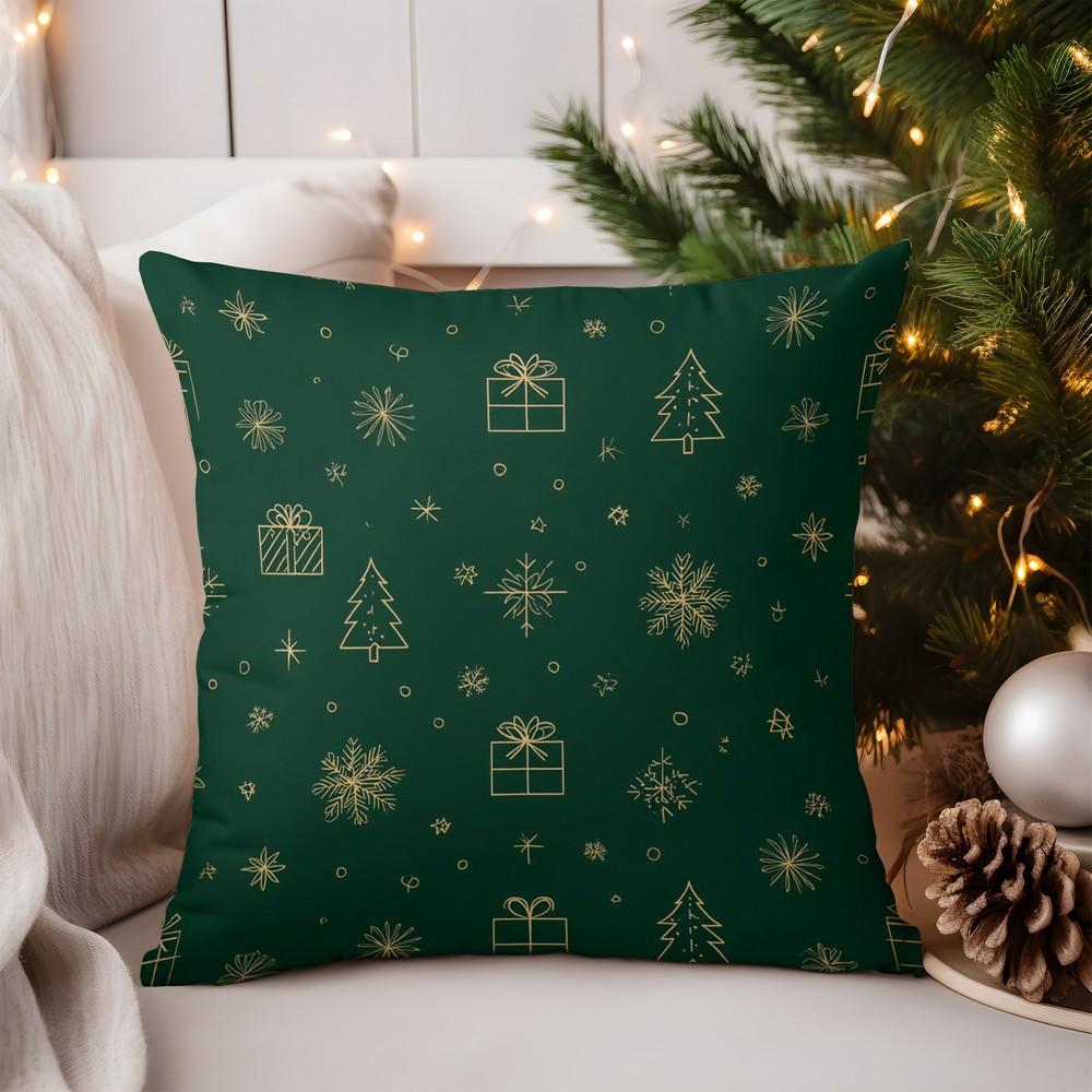 Home Decor Cozy Christmas Icons Printed Pillow Cover Pattern Cushion Cover Suitable for Sofa Bedroom Car Pillow Cover