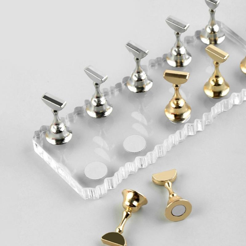 Durable Acrylic Nail Art Practice Stand Magnetic Fingernail Display Holder for False Nails
