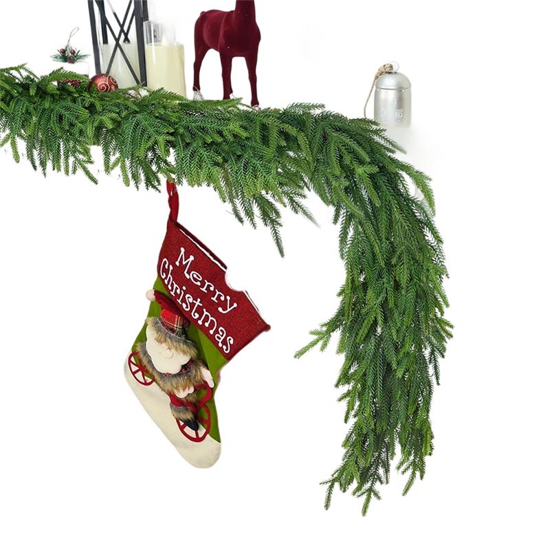 

Real Touch Softdroopy 5 Ft Christmas Cedar Garland For Staircase Bendable Lifelike Faux Xmas For Decoration зелений