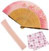 Stylish Folding Business Folding Fan Folding Fan and Handkerchief Yuka Blossom [Osaka Choseido] Women's Fan, Style, Bag, Case, Set, (Cherry (Pink))