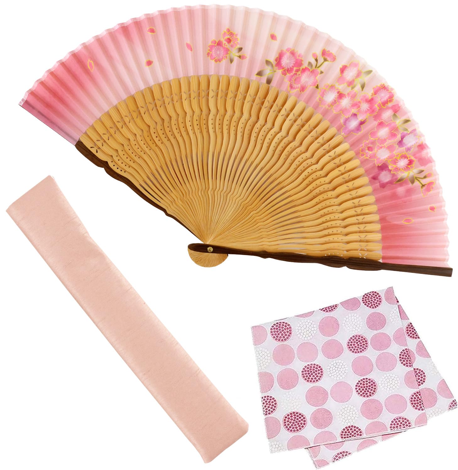 

Stylish Business Fan Set with Fan Case and Handkerchief Yuuka Blossom [Osaka Choseido] Women s - (Cherry (Pink))