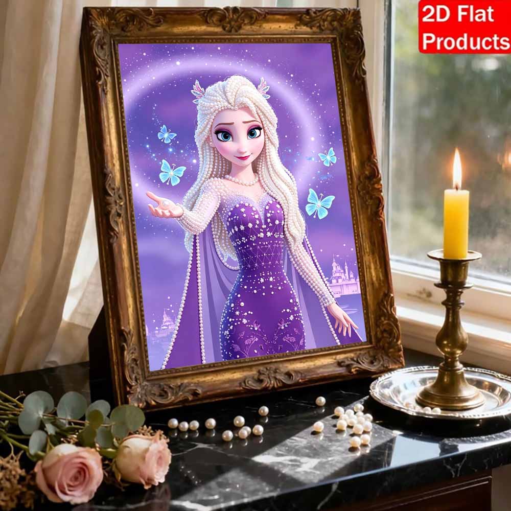 Disney DIY Pearl Art Painting Frozen Anna Purple Pearl Dress Home Wall Decoration Pearl Gemstone Painting Pictures Crafts Home Decoration