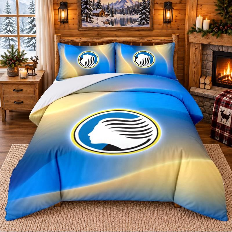 Printed 3Pcs Bedding Set Atalanta FC Pattern Bed Sheet Pillowcase For Bedroom Decor