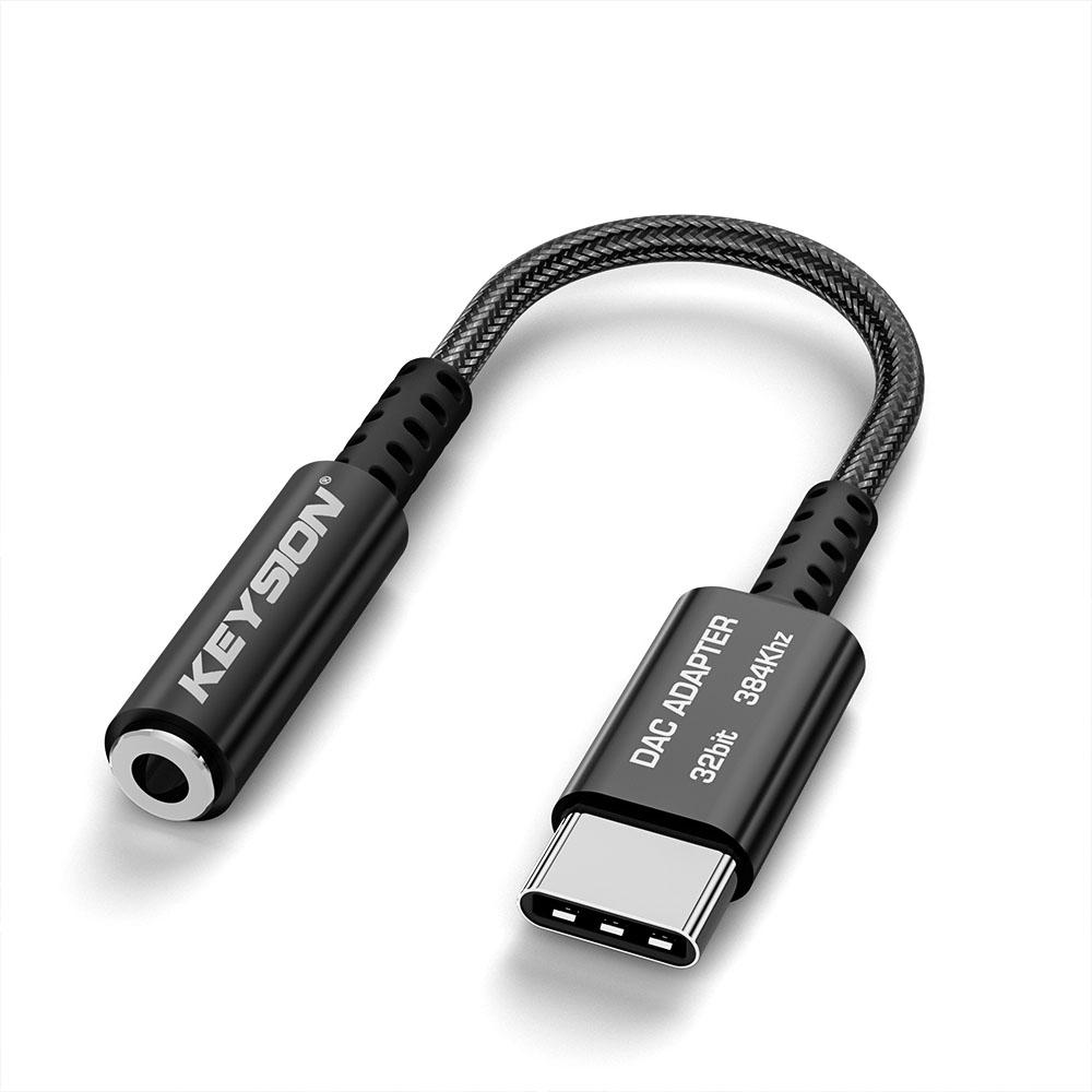 KEYSION Adjust EQ Type-C To 3.5mm USB DAC Audio HiFi Decoder 32bit/384kHz ADC 48kHz HD Headphone Amplifier for Android iOS Win10