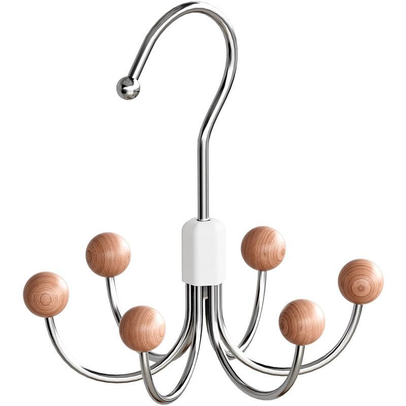 

360° Rotatable 6-Claw Wood Ball Hanger Multi-Functional Closet Organizer Hook for Bras Lingerie Stockings Bags Storage Hook