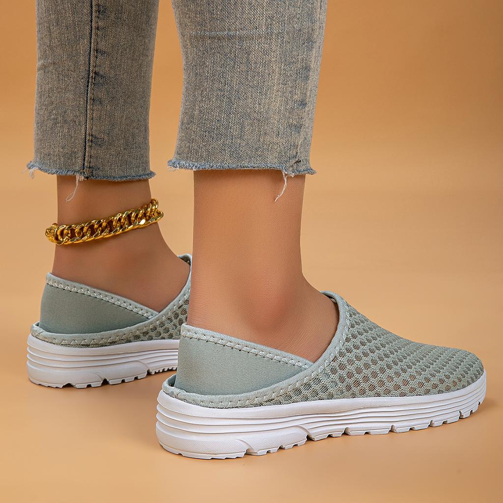New autumn light and breathable trend casual and comfortable couple model one pedal mesh half slippers woman