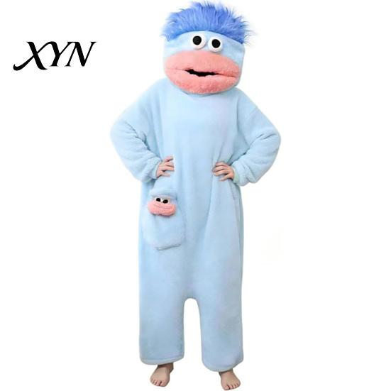 Warm Plush Onesie Funny Wearable Big Mouth Pajamas for Kids, Adults, Soft Kids Sleepwear Fleece Cozy Home Loungewear, Hooded One-Piece Jumpsuit Dress