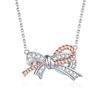 New Sterling Silver Bow Necklace Women's Light Luxury High Sense European and American Style Twist S925 Silver Pendant
