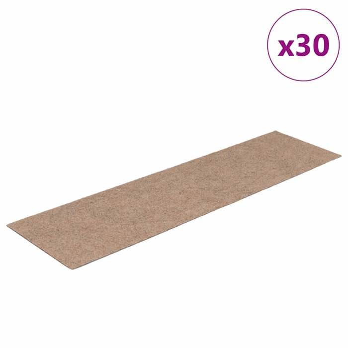 VidaXL Tapis d'escalier autocollants 30 pièces 76 x 20 cm Marron clair Rectangulaire 3365721