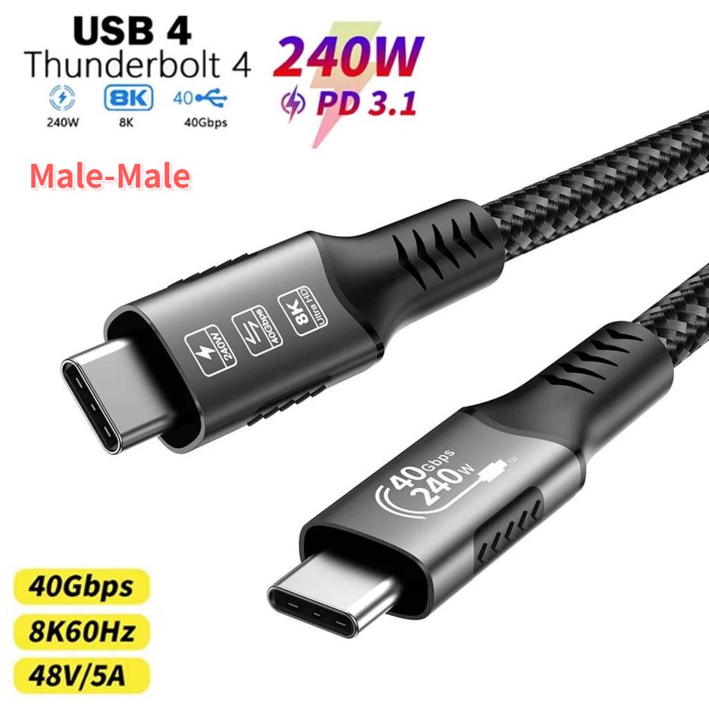 USB 4 for Thunderbolt 4 Cable 8K@60Hz 40Gbps Data Sync 240W Fast Charging USB C to USB C Thunderbolt Cable for MacBook Monitor