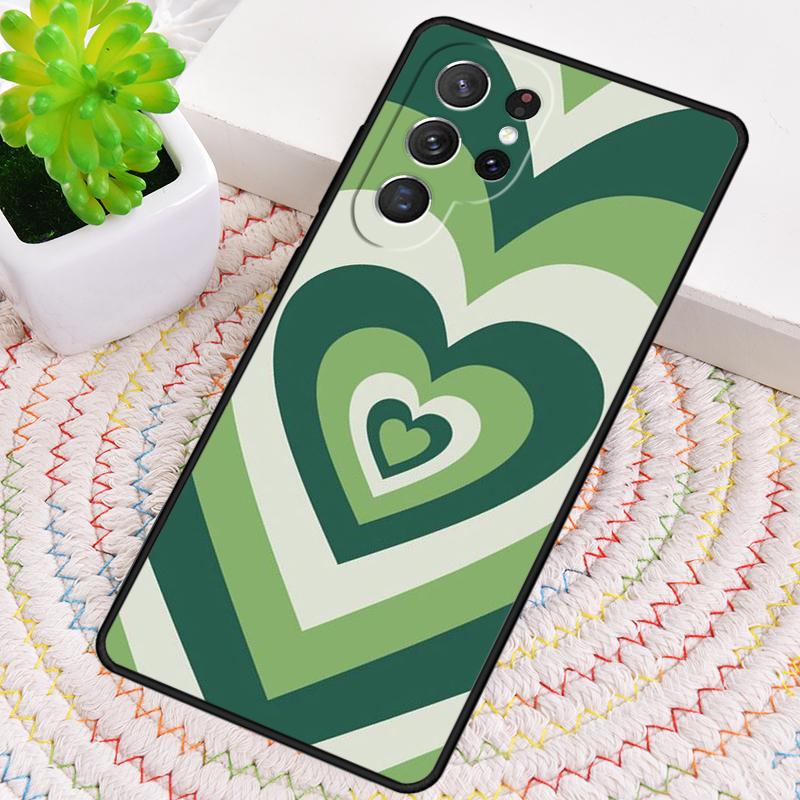green Heart Circle Silicone Phone Case For Samsung Galaxy note 10 pro S26 S25 S24 S23 S22 S21 Plus S25Ultra Capa Cover