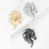 Luxury Glossy Horse Head Brooches for Women Zodiac Animal Pins Casual Party Accessories New Year Gifts Friends