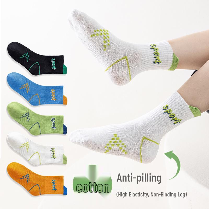 Șosete din Bumbac Până la Mijlocul Gambei pentru Băieți pentru Primăvară & Toamnă – Design cu Litere și Numere pentru Copii