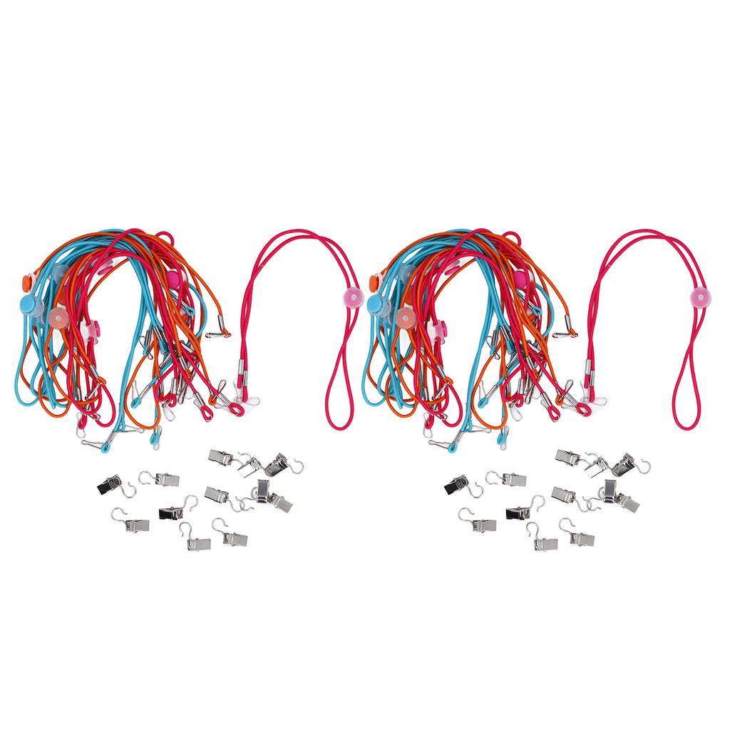 2 Packs Adjustable Napkin Lanyard with Clip Portable Multi Purpose Colorful Adjustable Lanyard for