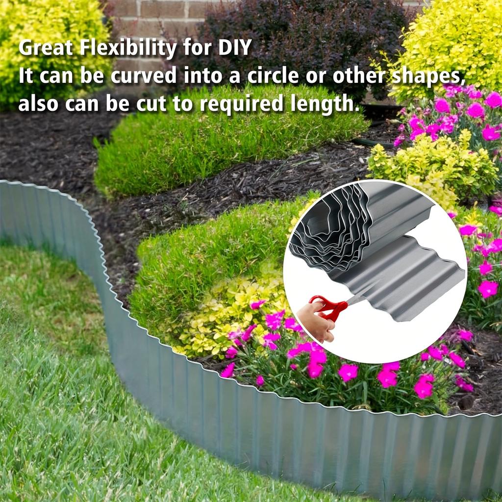 Galvanized Steel Landscape Edging Border Corrugated Metal Fencing for Gardens Flower Beds Lawns And Landscape Borders