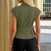 Women's Fashionable Plain Sleeveless V-neck Sexy Cross-Back  Top