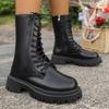 Fashion Ladies Shoes 2025 Hot Sale Side Zipper Women's Boots Fashion Lace-up Modern Boots Women New Round Toe Best Seller Mid-Calf Boots