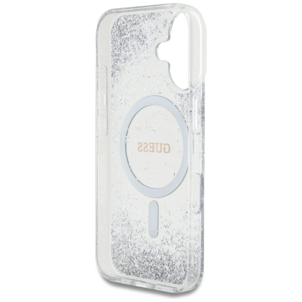 Guess Hc Resin Bottom Glitter Case For iPhone 16 Magsafe Silver