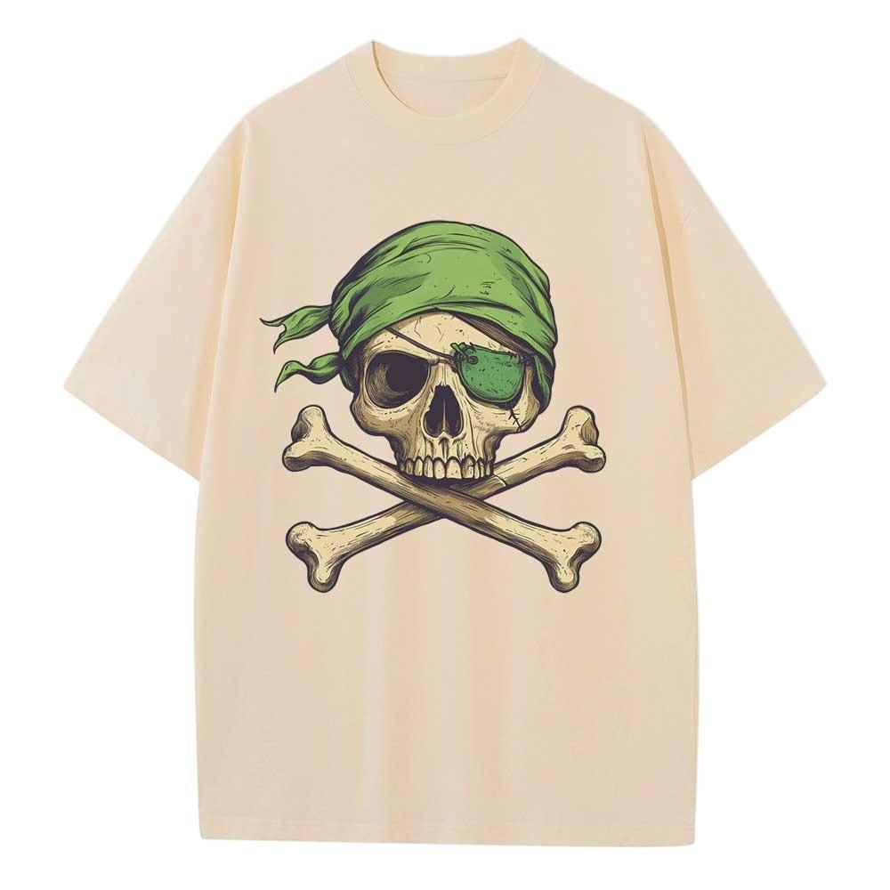 Summer Cotton T Shirt Graphic Tees Baggy Dropped Shoulders Oversized Short Sleeve Design Clothes Pirate Logo Graphic Tops