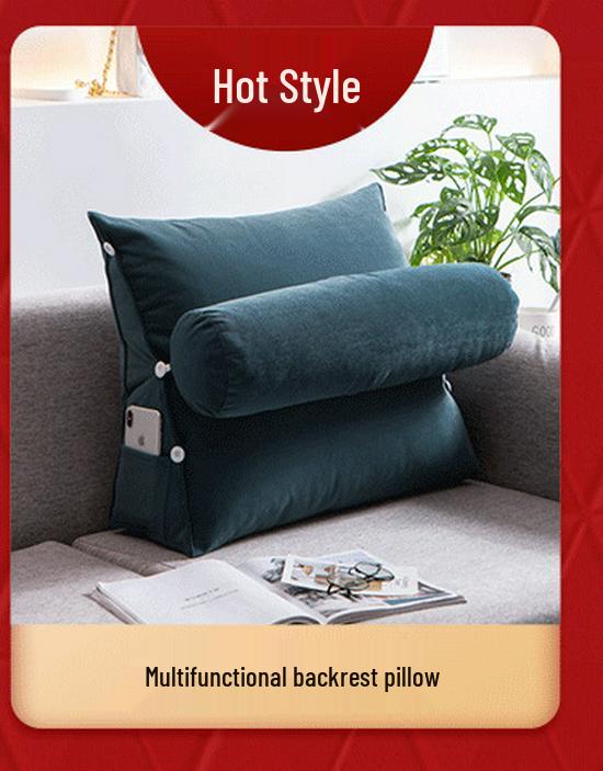 Triangle Large Backrest Lumbar Support Cushion - Solid Color Sofa & Bed Pillow