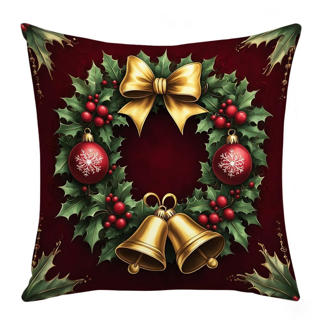 Christmas Themed Linen Pillowcase Home Sofa Festive Atmosphere Decorative Cushion Cover