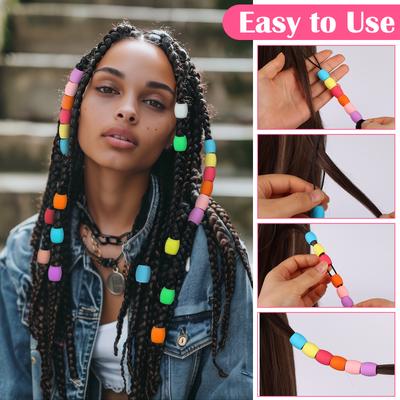 Youdaju 100 Pcs Large Silicone Hair Beads For Kids Girls Soft Colorful Pony Beads Bulk Large Hair Beads For Women Mixed Beads Ha