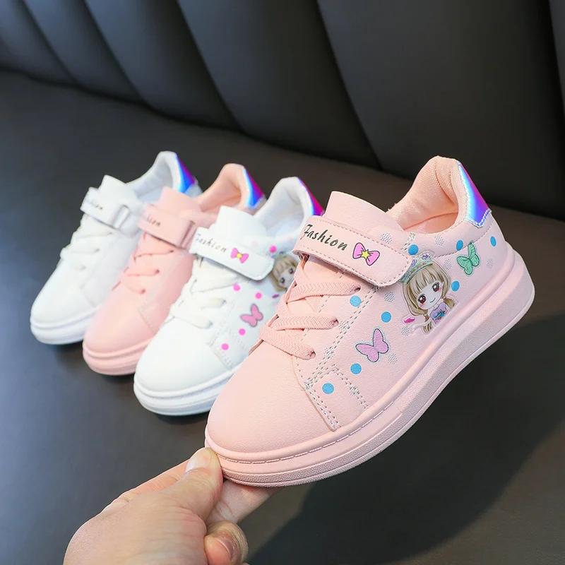 Baby Cute Girls Fashion Cartoon Sneakers Sports Shoes Comfortable Spring/Autumn Casual Running Shoes Round Toe Kids Thick Sole