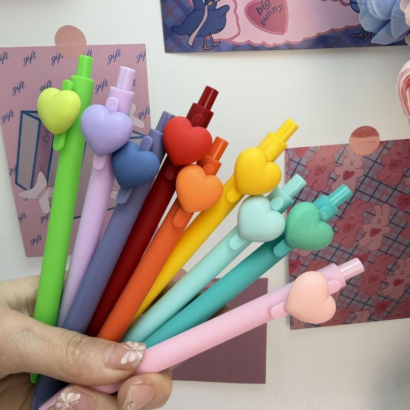 10Pcs Heart Shaped Neutral Pen Black Ink 0.7mm Forfor Wedding Party Office Stationery Colleagues Teacher Birthday Supply