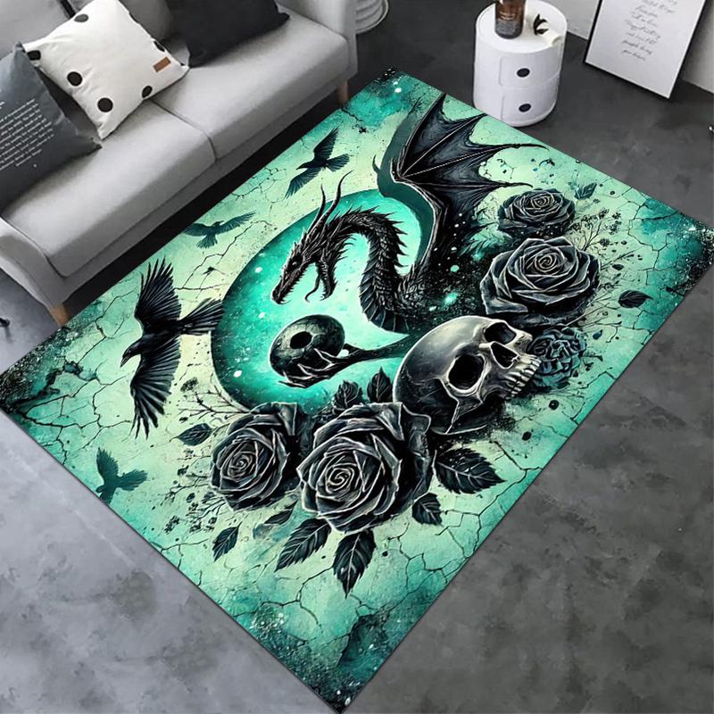 

1PC Skull Dark Gothic Pattern printed Carpet Rug for Living Room Bedroom Home Sofa Decoration,Non-slip Floor Mat Floor mat 40x60cm( 15x23in )