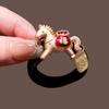 Cute Red Rope New Year Red Hair Rope 2026 Alloy Horse Year Hair Ring Bracelet Chinese Style Horse Year Rubber Band Girls
