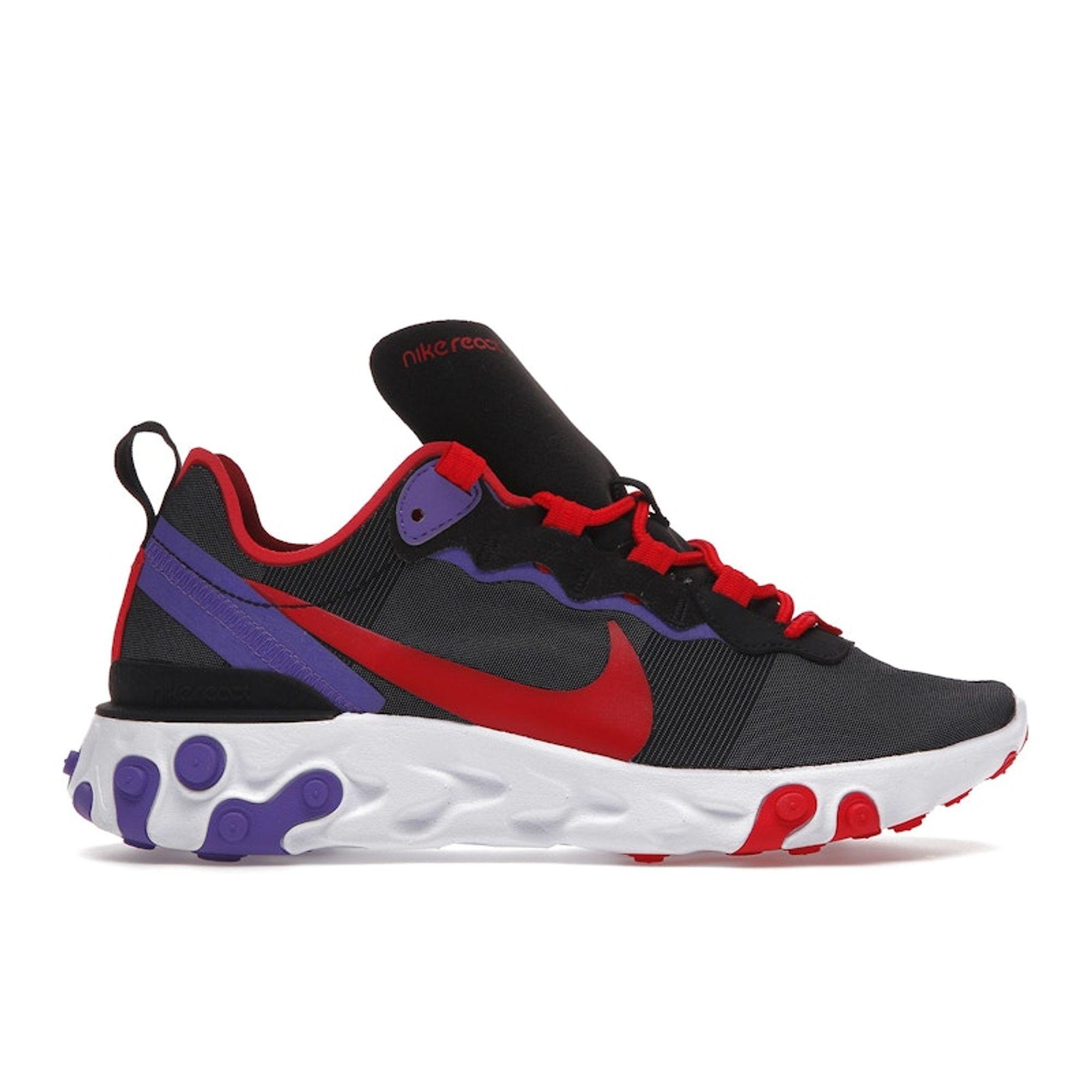 Nike  React Element 55 Black Red Purple Women Sneakers University-Red White CQ9903-001 38.5