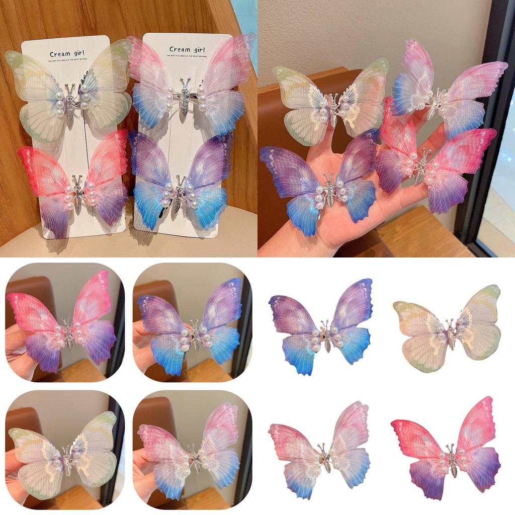 Mixed Material Butterfly Hair Clip Duckbill Clip Style Beautiful And Natural Hair Decoration For Girls