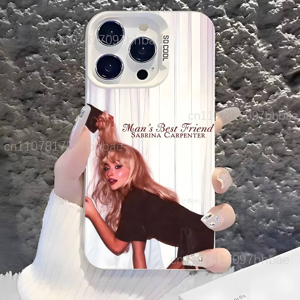 

S-Sabrina Carpenter Mans Best Friend For iPhone 17,16,15,14,13,12,X,8,Pro,Max,Plus,SE4,Air,Mini Anti-Slip White IMD Matte Case iPhone15