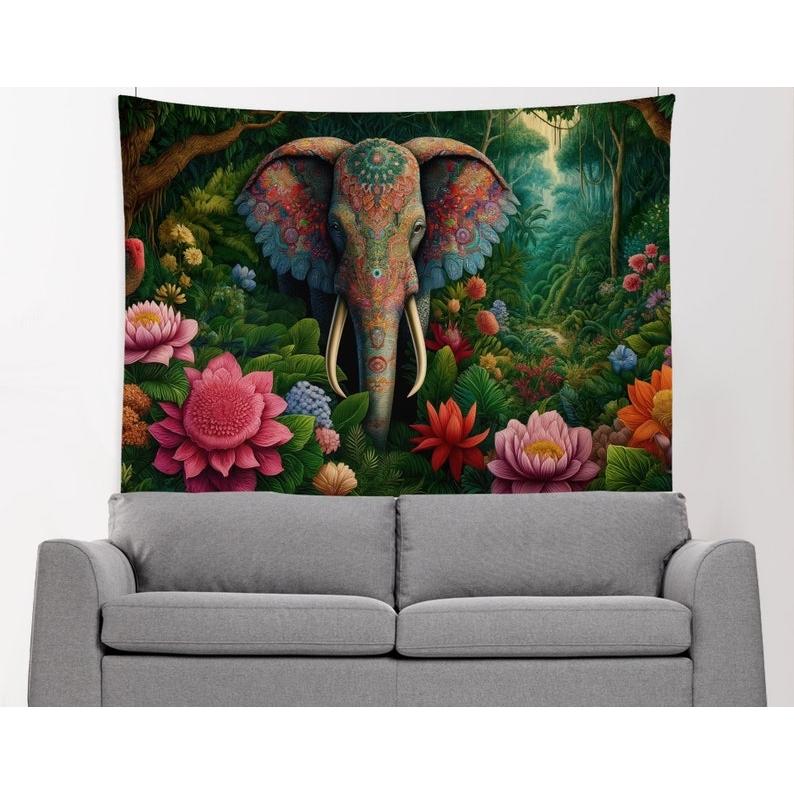 elephant tapestry 75x100 чёрный