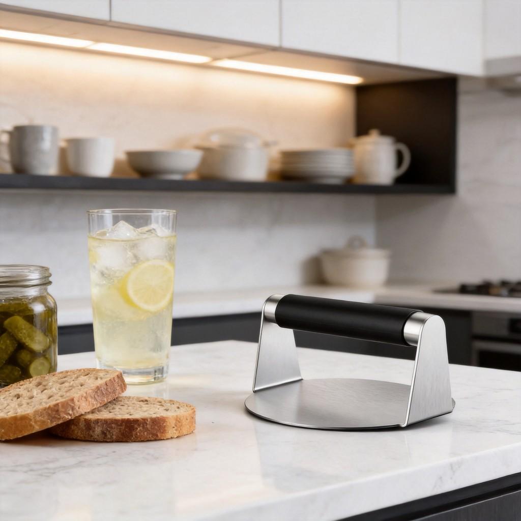 Kitchen Tool Set Stainless Steel Silicone Meat Press With Multifunction Hamburger Maker For Home Cooking