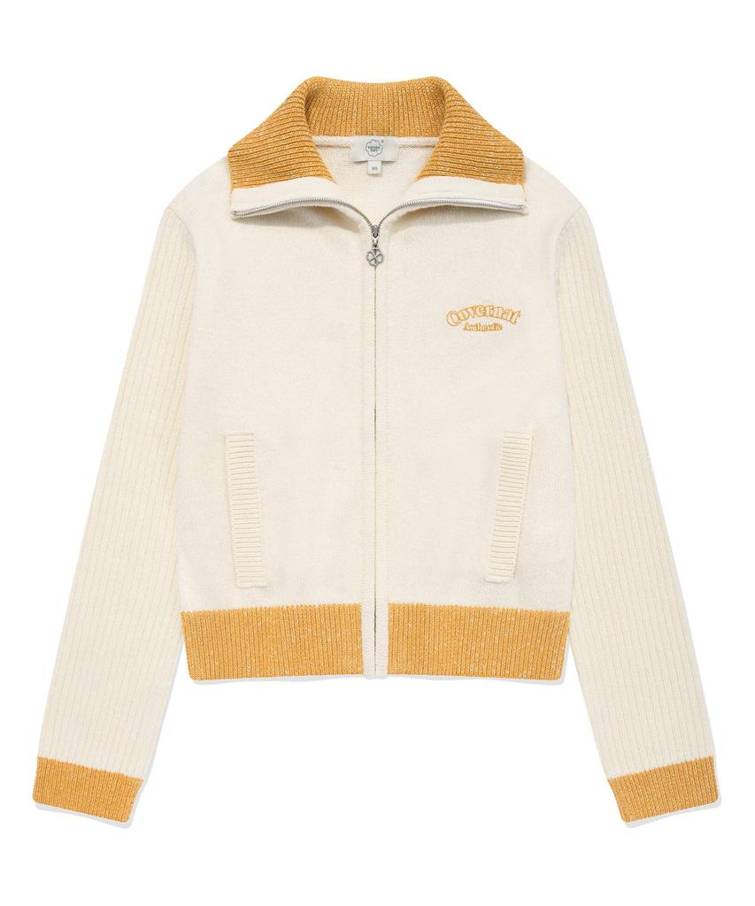 COVERNAT WOMAN High-Neck Zip-Up Knit Ivory