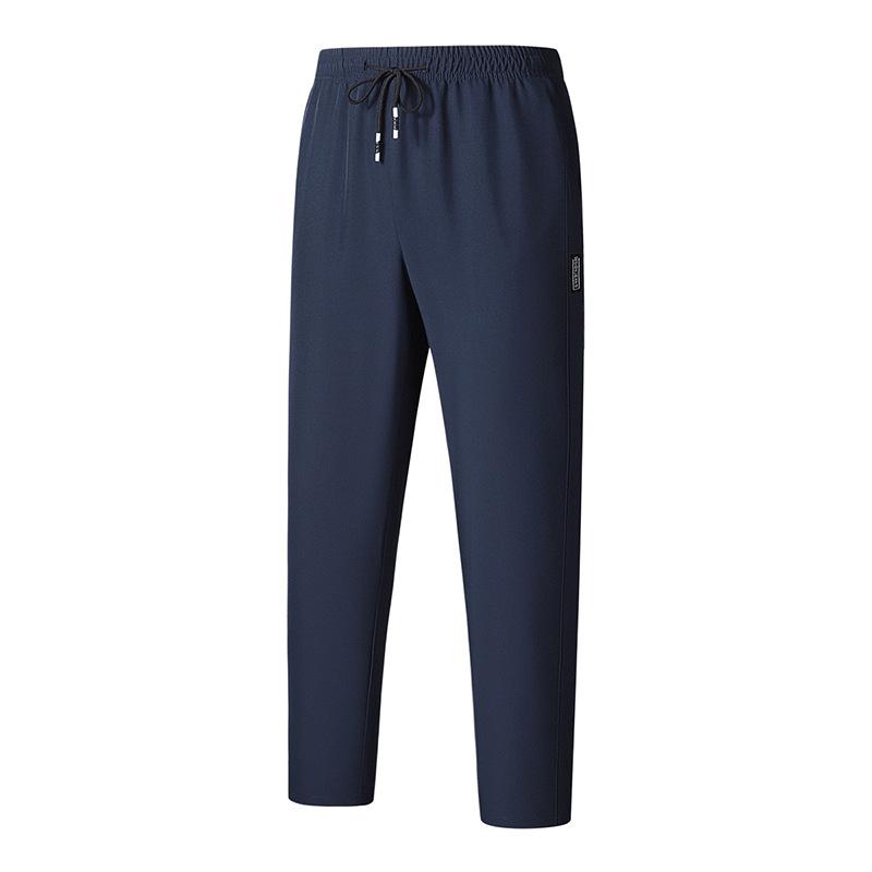 Buz İpek Spor Pantolon Erkek Yazlık İnce Esnek Hızlı Kuruyan Pantolon, Bol ve Nefes Alabilen Düz Paça Günlük Pantolon