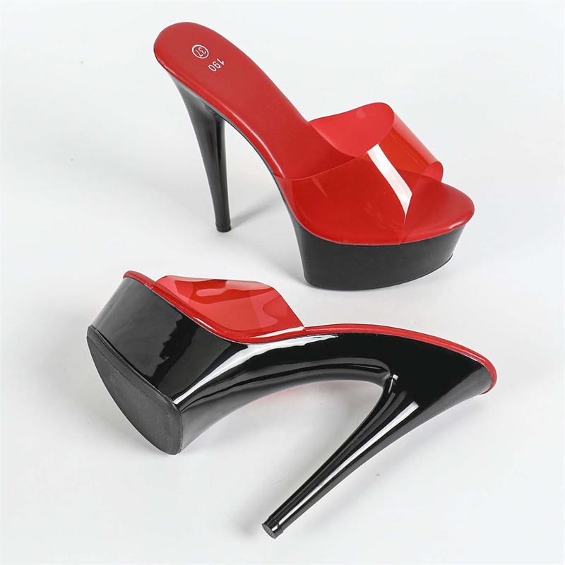 Fashion Eilyken Summer Platform Slippers Women PVC Transparent Super Thin High Heels Shoes Sexy Wedding Banquet Party Zapatos De Mujer