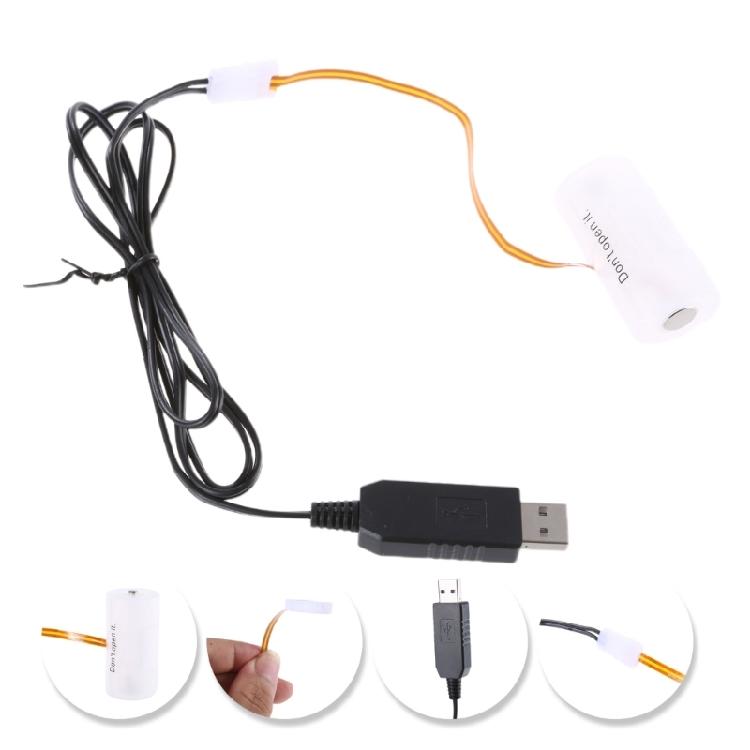USB Battery 3V LR14 C Battery Eliminators Cable Replace 2Pc 1.5V C Batteries for LED Light Electronic Toy Strips Light
