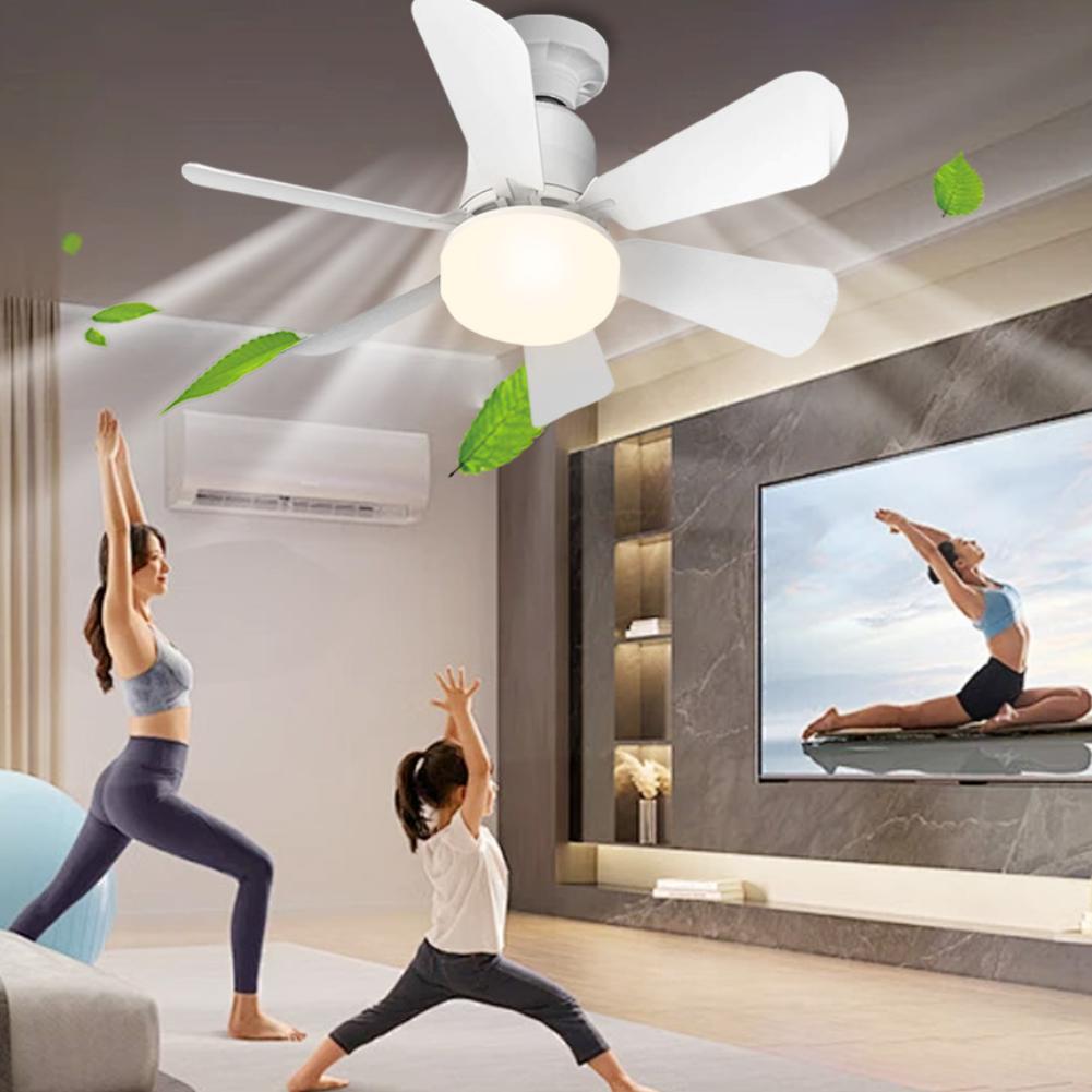 E27 Base 40W LED Ceiling Fan Light 3 Adjustable Lighting Modes Remote Control High Wind Power Electric Fan Light for Living Room