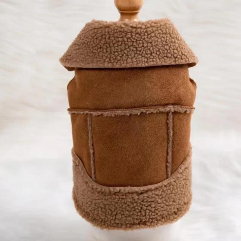 Зимняя собачья жилетка-куртка для Померанского шпица, Ши-тцу, Мальтийской болонки, Бишона, Пуделя, Шпица, Шнауцера, Таксы, Одежда для собак, Наряд для питомца XS（old） коричневый