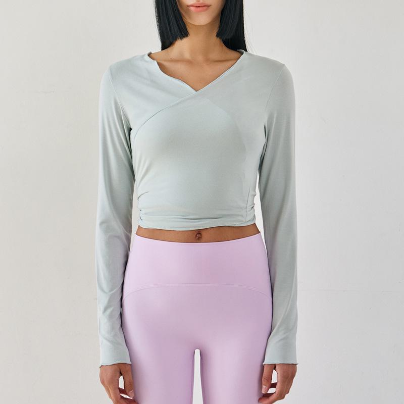 

V-Neck Lace-Up Yoga Cardigan - Skin-Tight Pilates Cover-Up Top One Size сірий колір