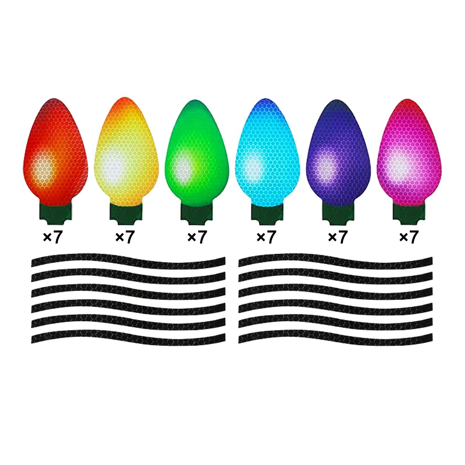 

70Pcs Christmas Reflective Car Refrigerator Magnets Decorations Set, 42Pcs Reflective Bulb Light Magnets with 28Pcs Lines Magnetic Car Stickers