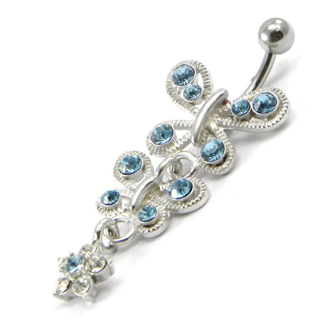 Les Trésors De Lily [I1351] - Turquoise 'Butterflies' Body Piercing