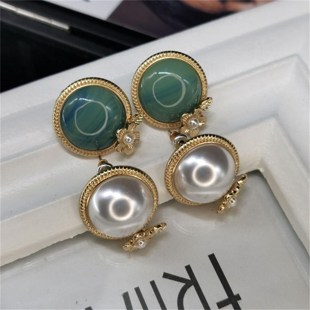 

Imitation Jade Pearl Stud Earrings - Elegant Women s Dangle Style