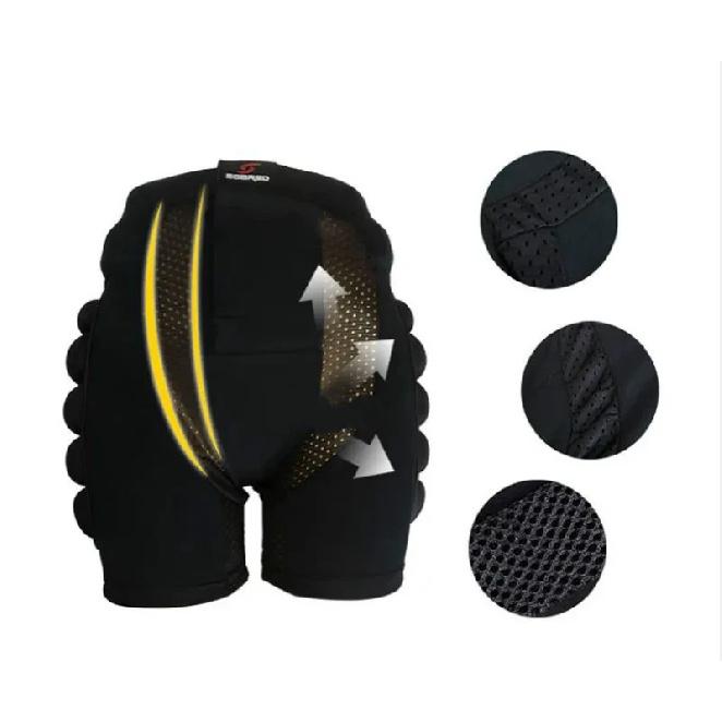 Black Sports Skiing Skating Snowboarding Shorts Hip Protective Bottom Padded for Ski & Roller Skate & Snowboard Hip Protection