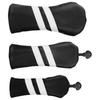 3Pcs PU Leather Golfs Club Head Cover Golfs Driver Headcover Stripe Pattern Fairway Wood Headcover Hybrids Head Cover