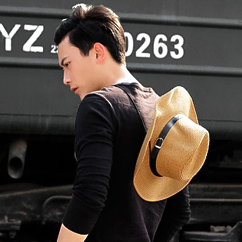 Wide Brim Western Cowboy Hat UV Protection Jazz Hat Fashion Straw Cap  Outdoor