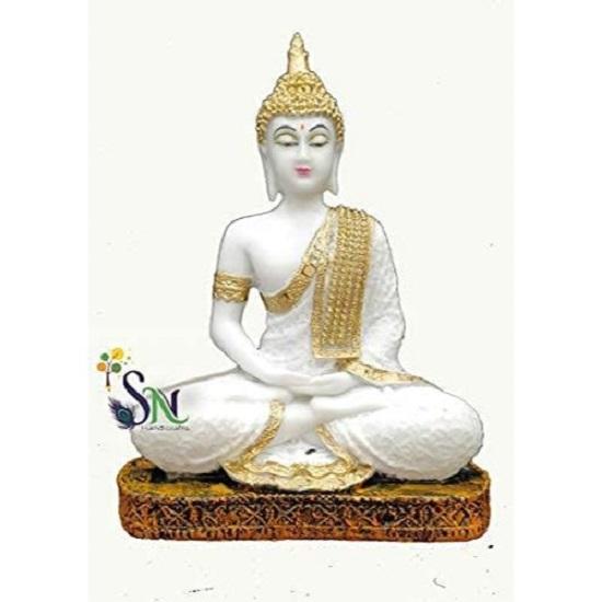 Sitting Polystone Home Decor Decoration Buddha Idol Statue Showpiece Gift Gifting Item Buddha Idol Statue Showpiece for Home Decor (White) 1pic